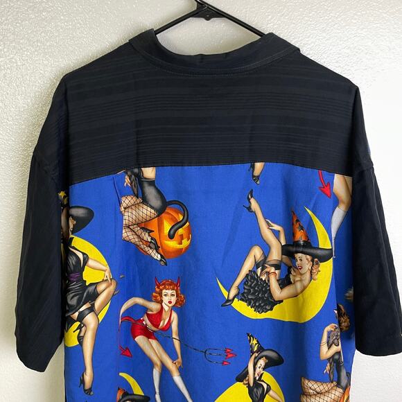 Van Heusen Shirt Mens 2XLT Black Pin-Up Girls Halloween Holiday Devil Novelty * - Picture 8 of 11